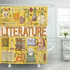 Желтая литература Шекспира красочные с рисунками каракули и классическим рисунком набор штор для душа
