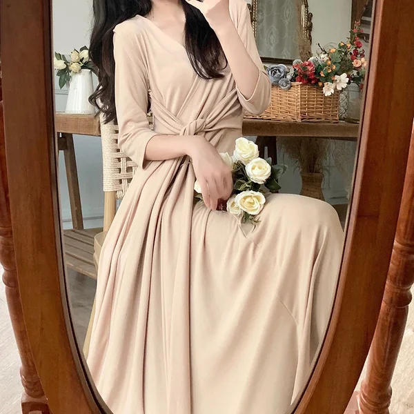

New French Lightly Mature Long Dress for Women Jum