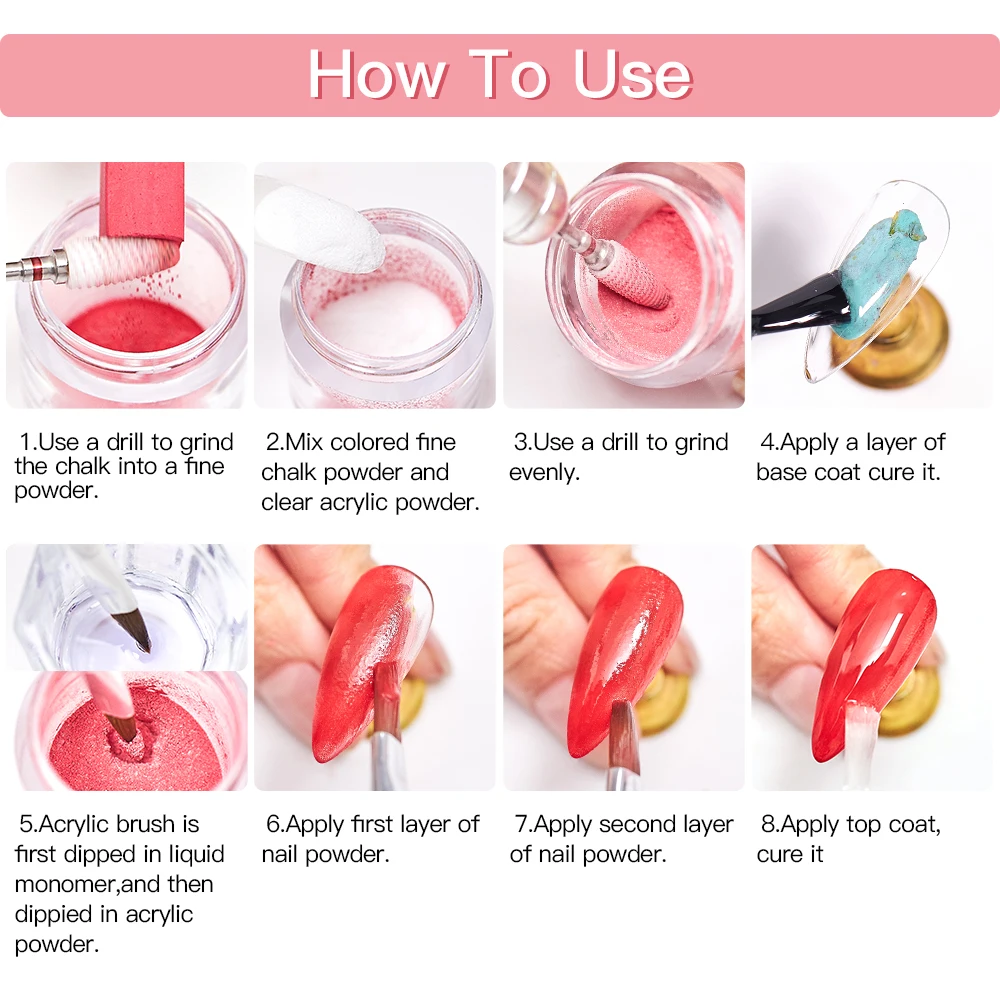

36 Colors Dyed chalk Stick Acrylic Dip Powder Nail Bright Pigment Dust Nail Powder DIY Nail Art Decoration Set
