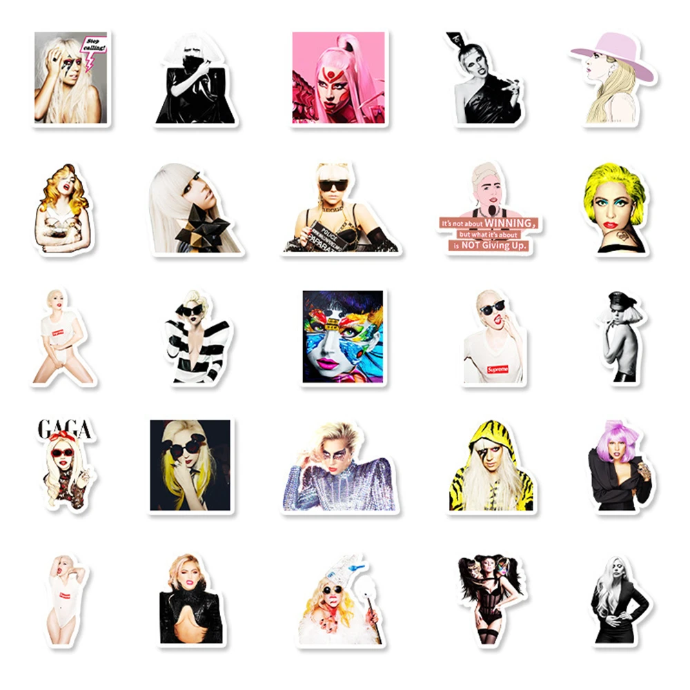 Gaga-pegatinas impermeables de grafiti para mujer, decoraci&oacute;n de maletas y guitarra, Sexy, para actriz, novedad de 2021, venta al por mayor-4