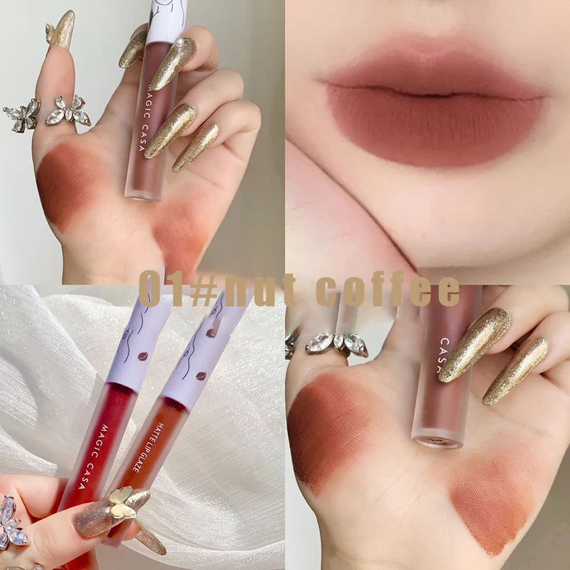 

6 Colors Matte Lipstick Waterproof Lasting Sexy Nude Lipsticks Non-marking Non-Stick Cup Lip Gloss Lips Tint Makeup Cosmetic 1PC