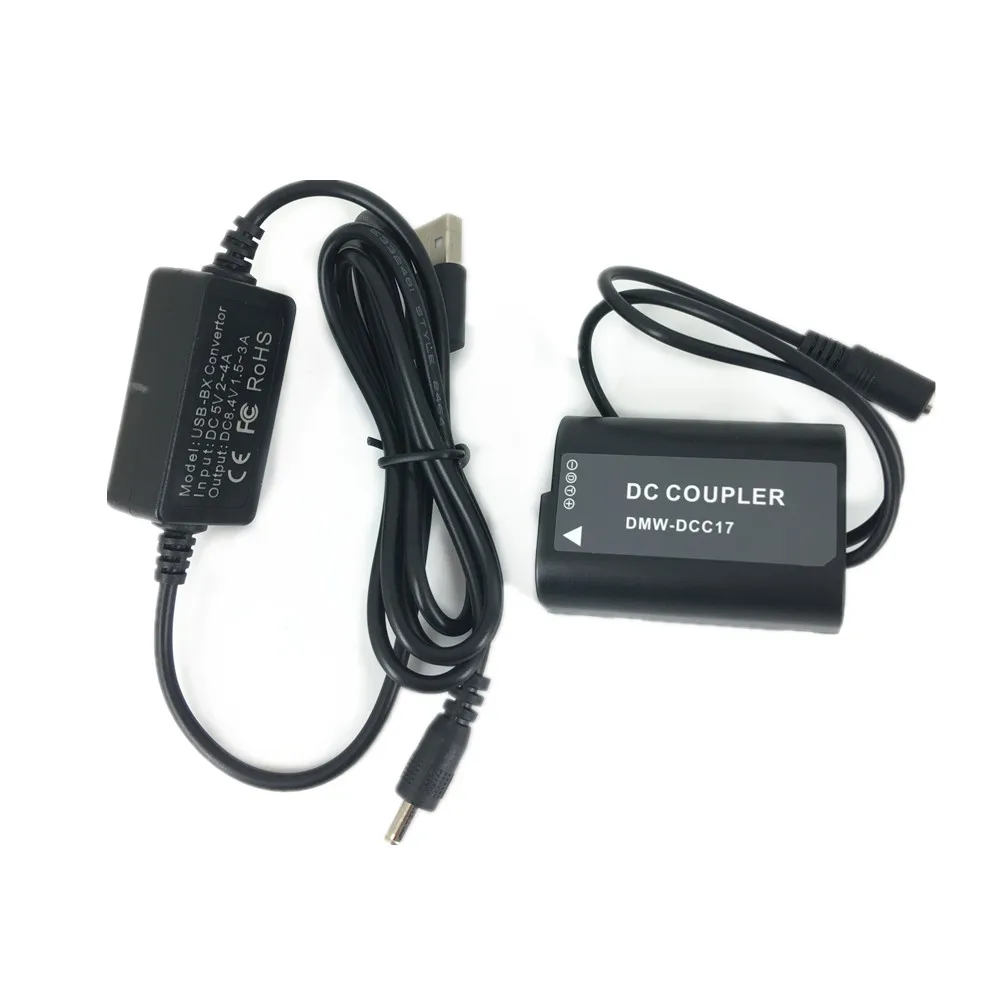 Batería Dummy DCC17 + adaptador USB, Cable de carga para Panasonic Lumix S5 DC-S5, cámara de DC-S5K, reemplazo de Banco de energía DMW DCC17
