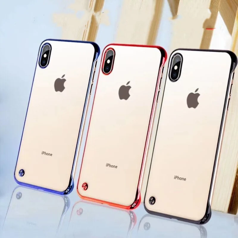 For iPhone Xr XS Max 7 8 6S 6 Plus 11 2019 Case Plating Transparant Frameless Hard PC Cover Pro max Finger Ring |