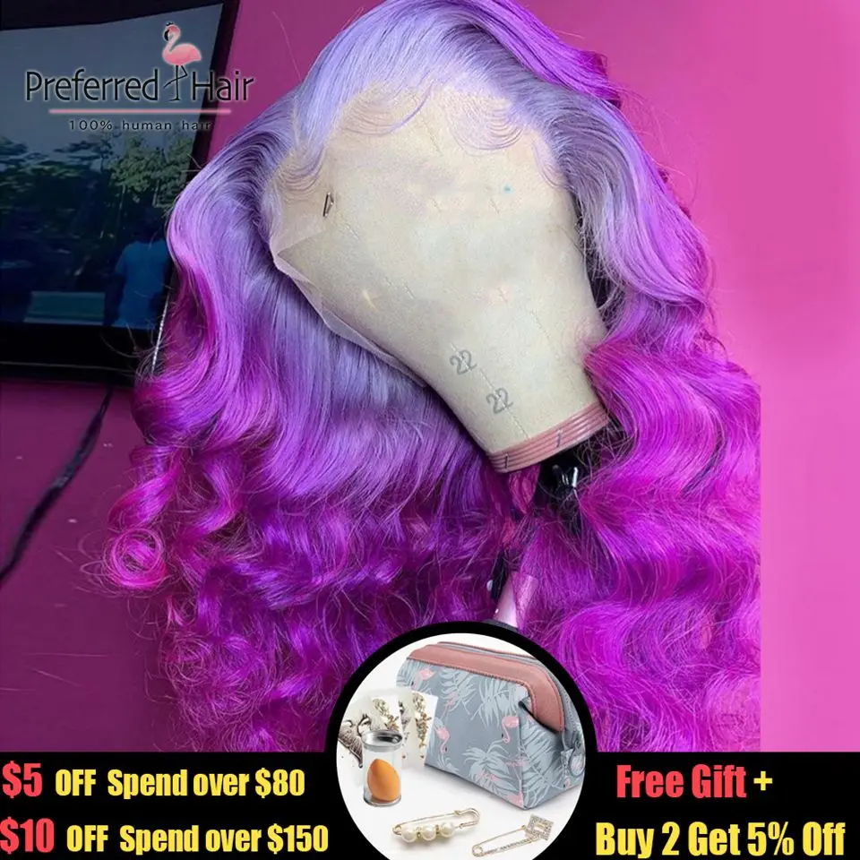 Парик из натуральных волос Remy цвет синий-фиолетовый красный | Шиньоны и парики