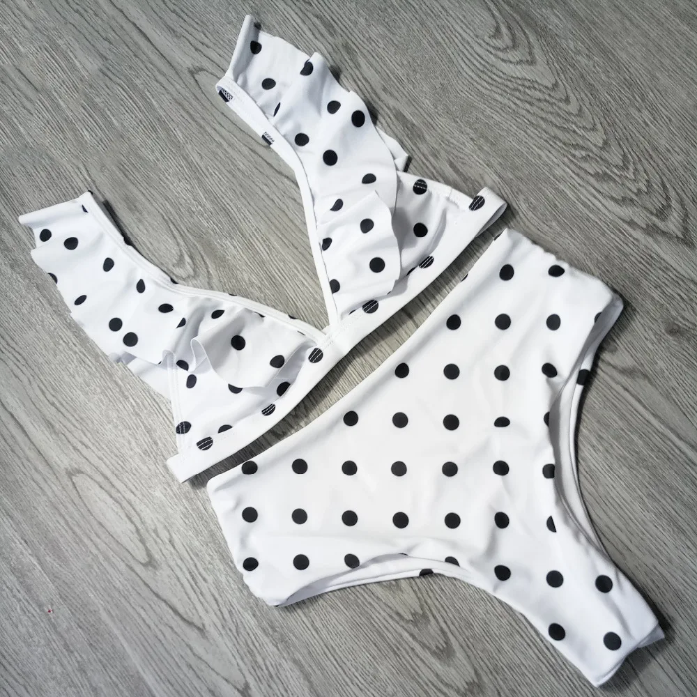 2020 Sexy High Waist Bikini Women Swimwear Push Up Swimsuit Ruffle Bathing Suit Polka Dot Biquinis Summer Beach Wear Female | Женская