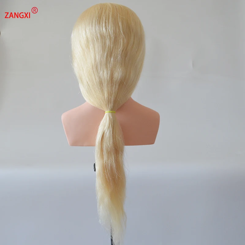 High Grade  Mannequin for Hairstyles 100% Human Hair Blonde White Color Doll Head 22inch Long Hair Practice Head With Shoulder enlarge