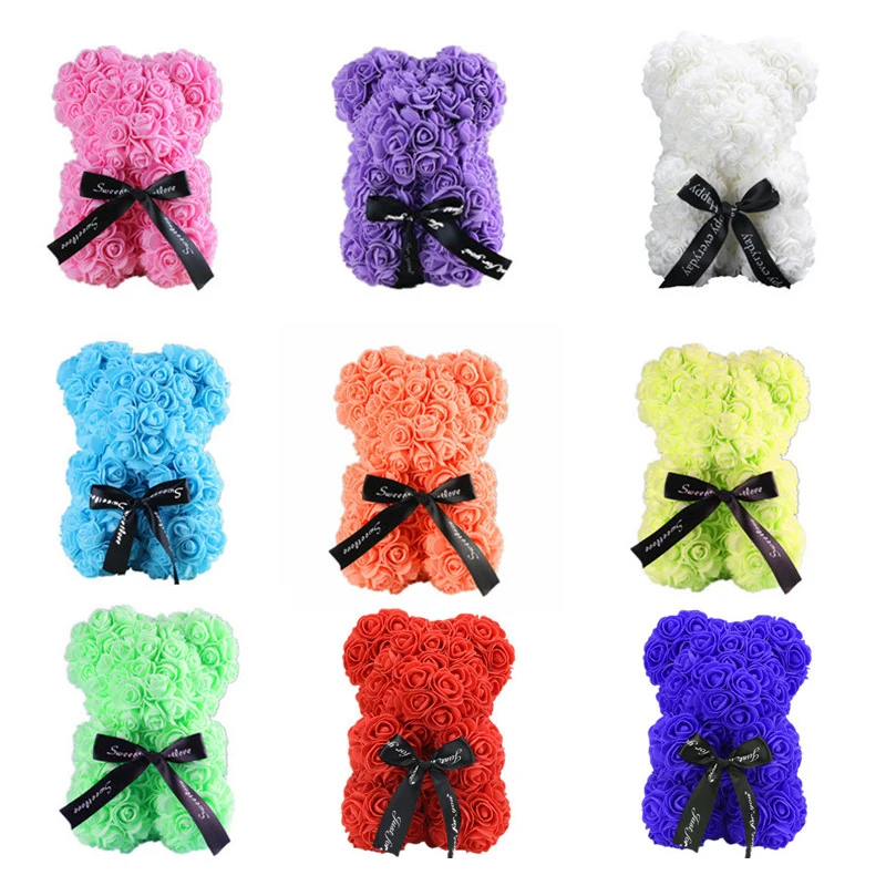 Искусственный цветок 25 см пенопластовый розовый медведь для дней Святого