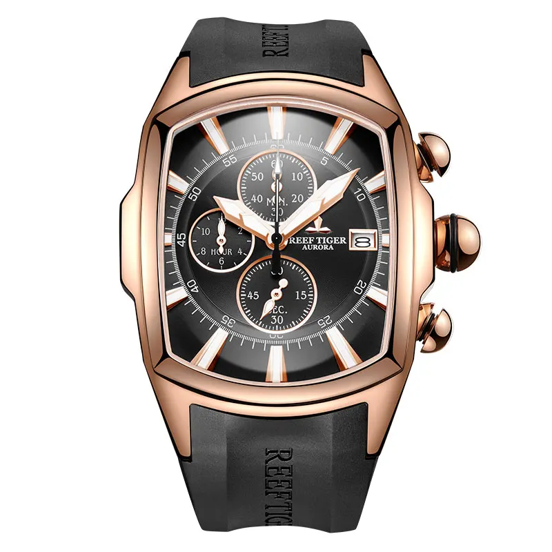 

2021 Reef Tiger/RT Luxury Waterproof Sport Watches Date Rose Gold Rubber Strap Military Mens Watches Relogio Masculino RGA3069-T