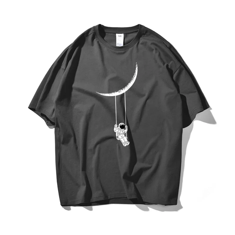 

Swing Astronaut Hip Hop Oversize T Shirt Men Streetwear Harajuku Tshirt Short Sleeve Cotton Loose HipHop T-Shirt 2021 Summer