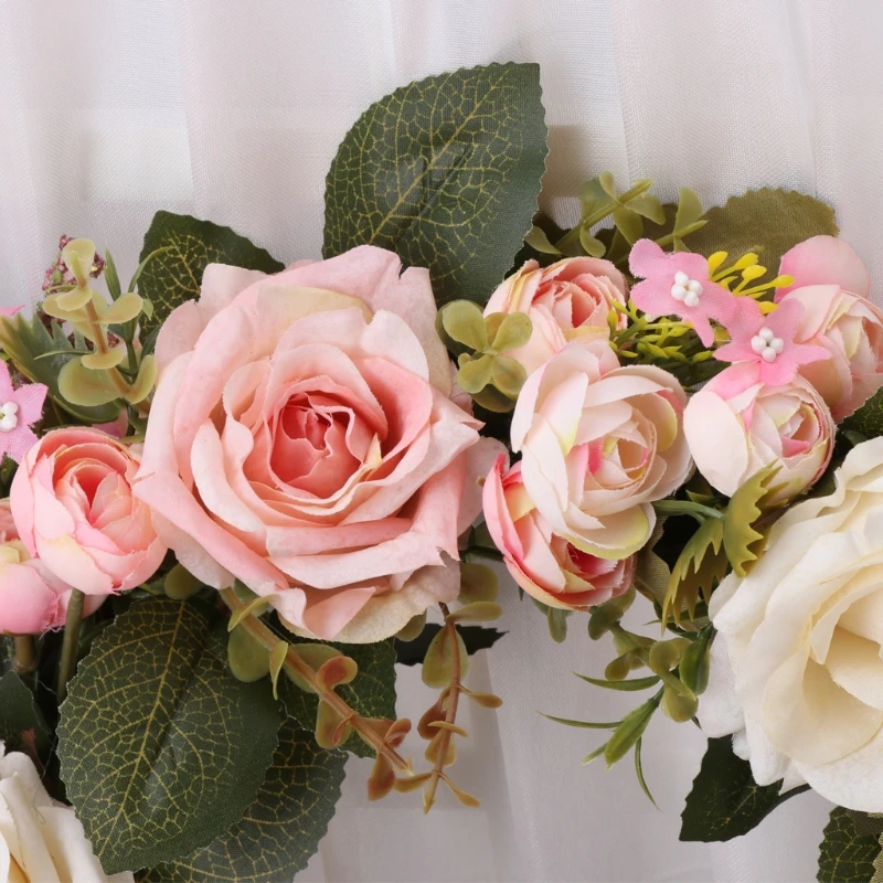 

Artificial Wreaths Peony Flower Garlands Handmade Home Front Door Wedding Decors QXNA