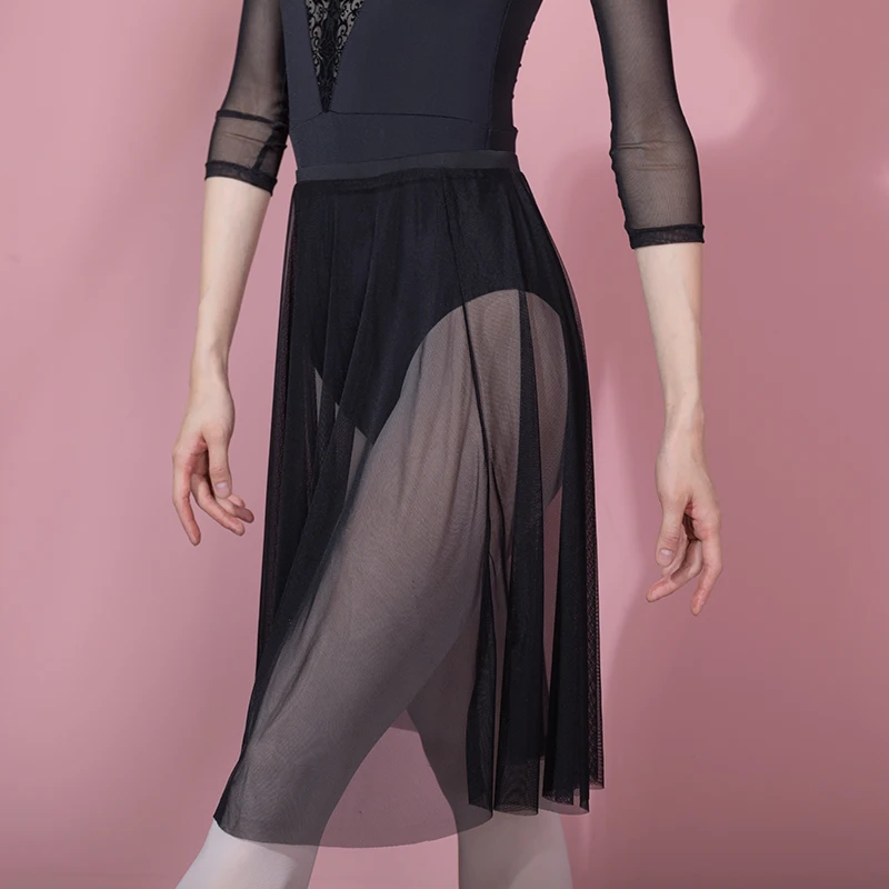 

Long Ballet Skirt Women Mesh Skirts Classical Dancewear Ballerina Outfit Stage Costume Fairy Ballet Tutu Practice Wear 2021