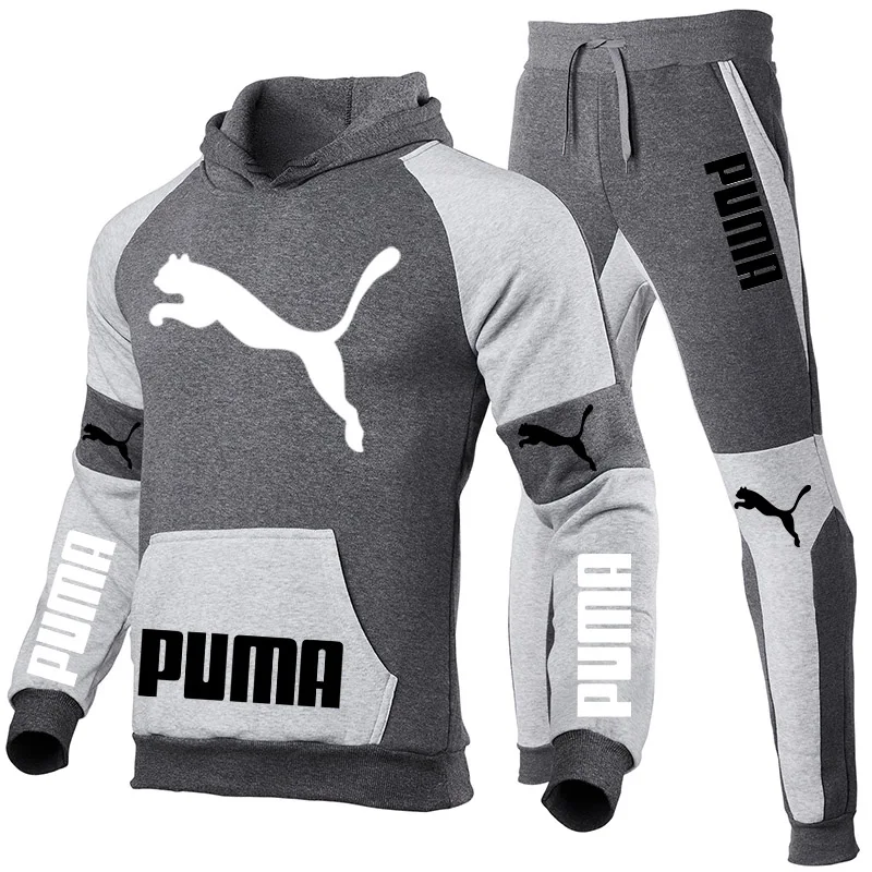 

Tracksuit men's 2-piece set 2021 new brand spring and autumn printed hooded sweatshirt + pants pullover hooded sportswear suit