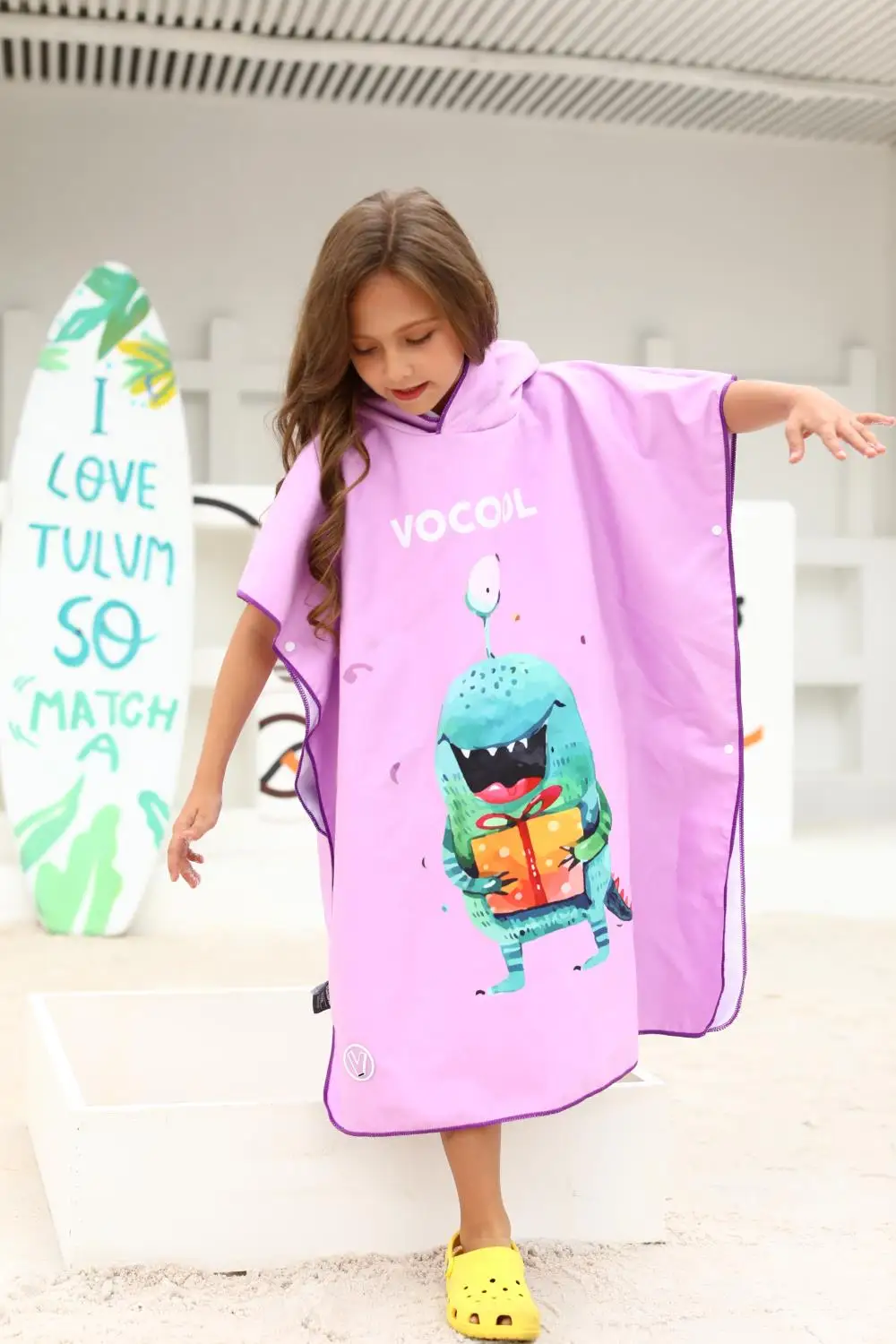 

Children's Animal Pattern Positive Super Soft Fine Fiber Quick-Drying Bathrobe Changing Robe Poncho Swim Hooded Cloak BeachTowel