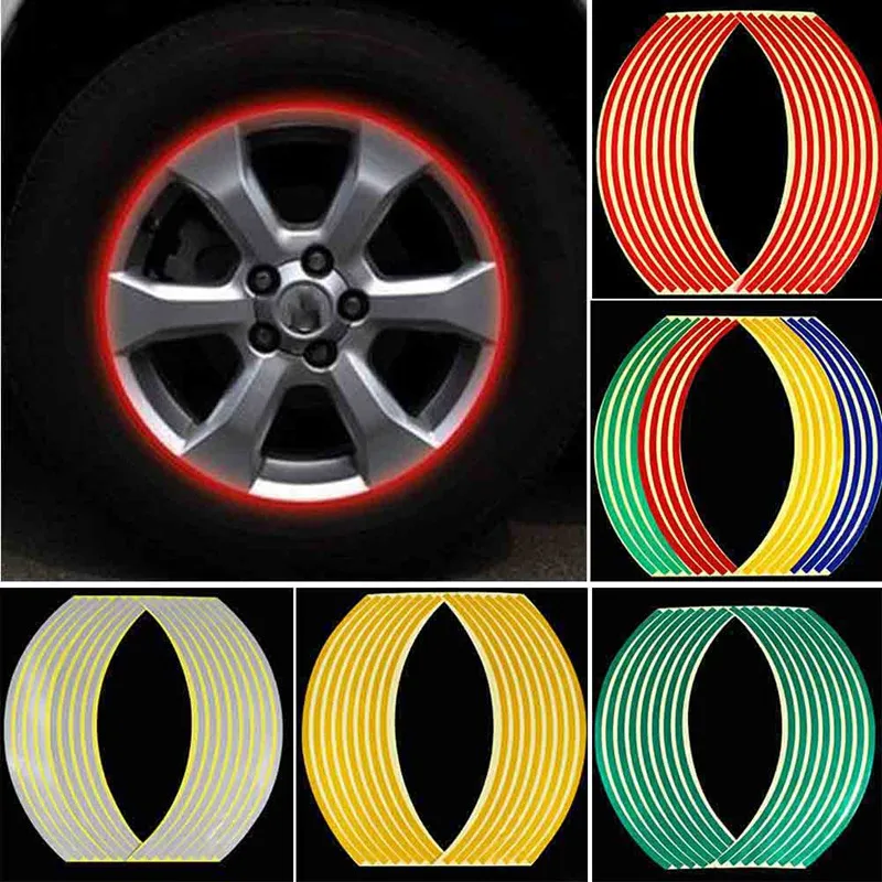 

Car Rim Stripe Tape Wheel Decal Sticker Motorcycle Motorcycle Wheel Stickers For 12" 14" 18" Reflective Accessories Decoration