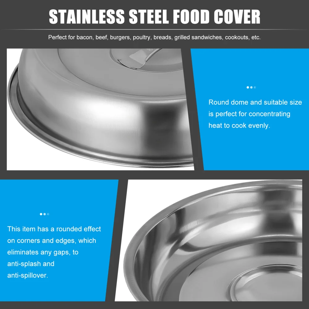 

2pcs Stainless Steel Food Cover Kitchen Tableware Cover Round Steak Hood