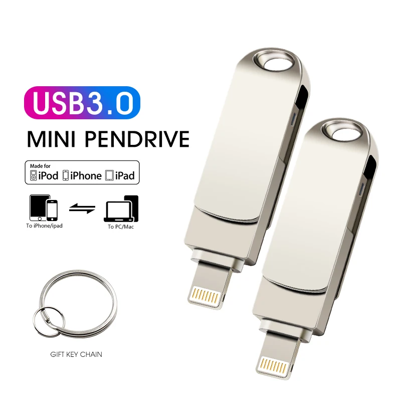 

USB 3.0 Flash Drive 64GB Lightning Metal Pen Drive U Disk For iPhone 11 x 8 7 7Plus 6 6s 5 se iPad iPod PenDrive Memory Stick