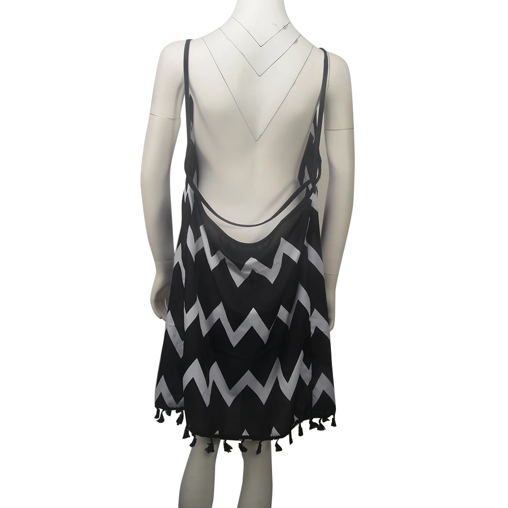 Волнистый сексуальный купальник с открытой спиной шифоновое и полиэфирное