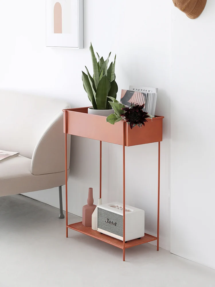 Nordic Minimalist Household Floor Storage Shelf Simple Living Room Iron Rack Balcony Flower Stand