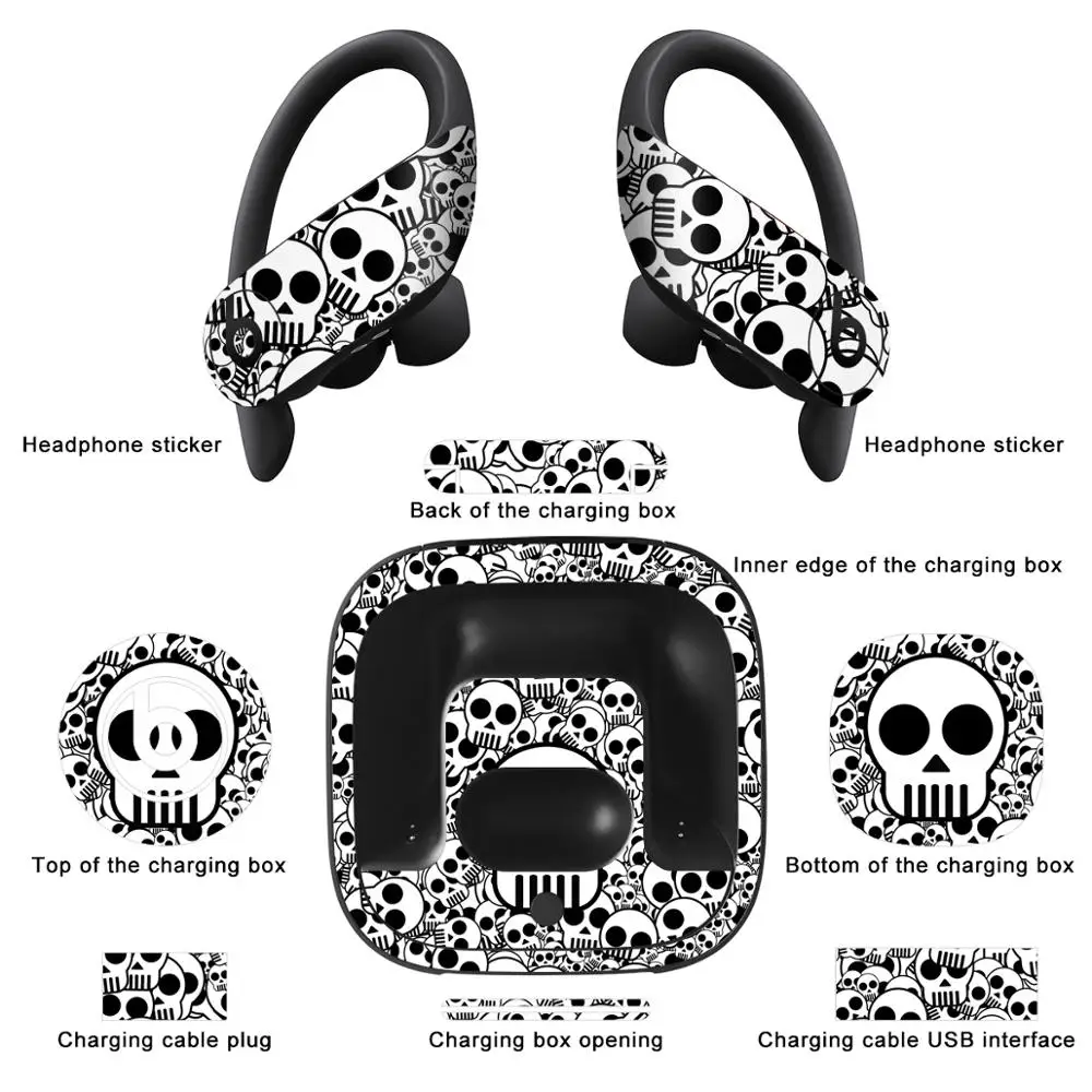 

YCSTICKER New Personalized Film Set Anti-scratch Stickers for Powerbeats Pro Earphone Sticker Protective Film Skin