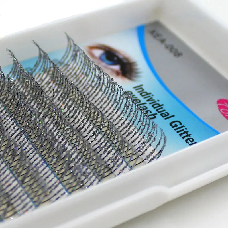 

C Curl 0.15mm Fashion Glitter Eyelash Extensions 12 Strips Individual Eyelash Extension False Eyelashes Glitter Silver Dropship