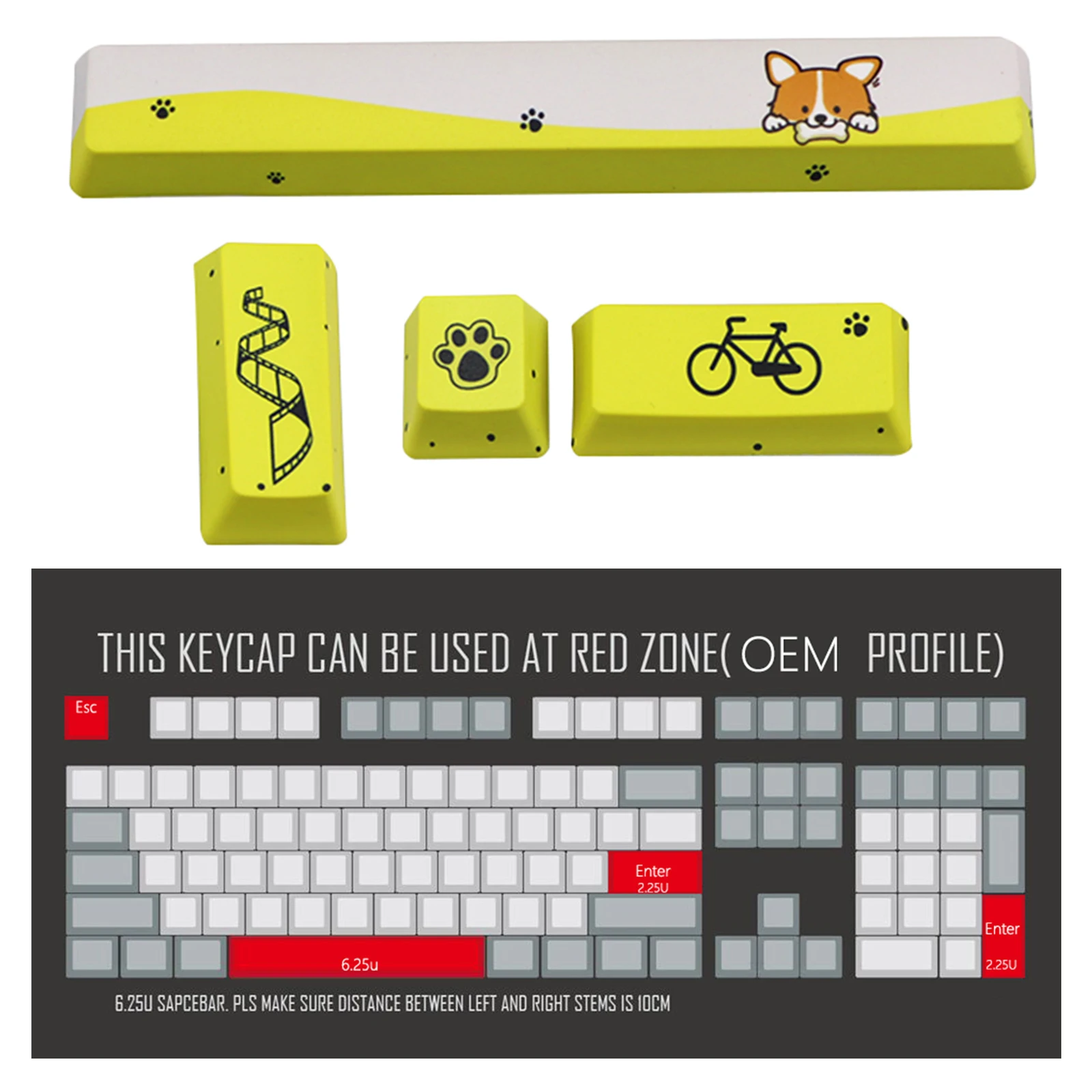 4 шт. Набор колпачков для клавиш PTB PC DIY игровая механическая клавиатура