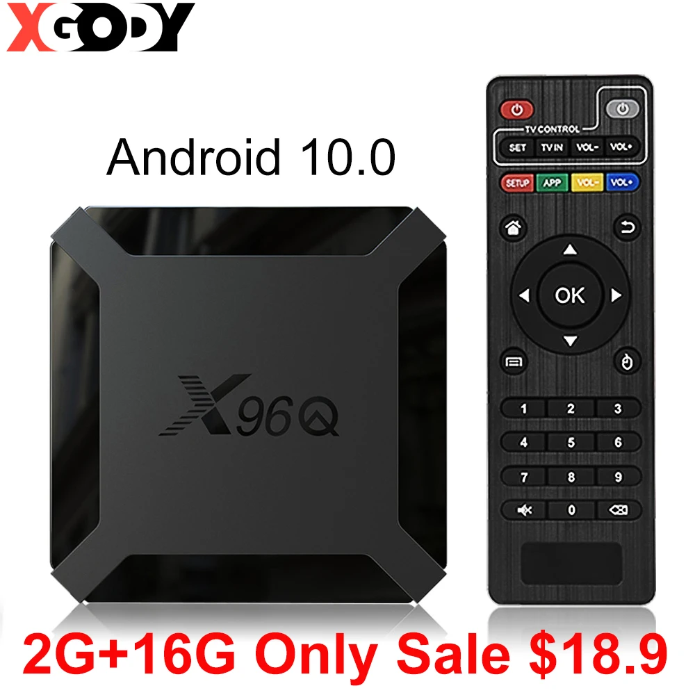 Xgody Smart TV BOX Android 10.0 X96Q 4K HDMI 2.0A 2.4G Wifi Allwinner H313 Quad Core 1G 8G 2GB 16GB Media Player Set Top Box EU |