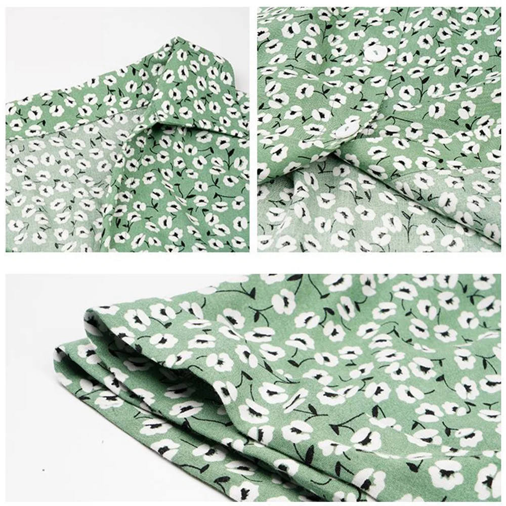 

Beach Boho Summer Dress Shirt 2021 Floral Vintage High Waist Dresses Women Casual Loose Single-Breasted Midi Slim Elegant Robe