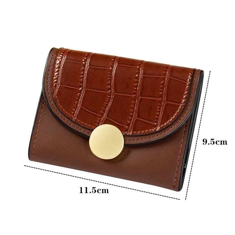 

PURDORED 1 Pc Crocodile pattern women Card Holder PU Leather Business Credit Card Case Female Mini Short Small Wallet Coin Purse