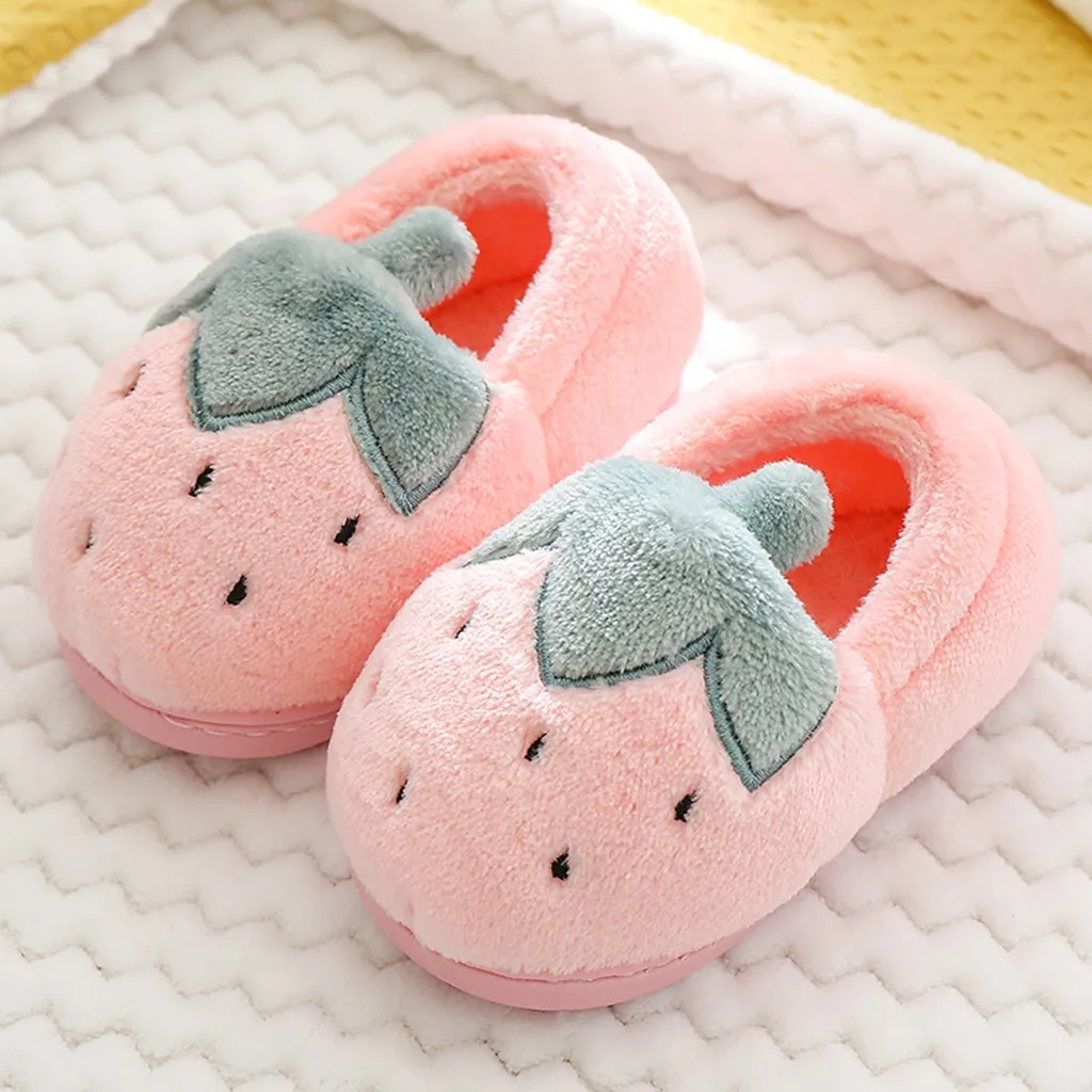 SAGACE/милые теплые зимние тапочки с фруктами для малышей детская обувь мехом