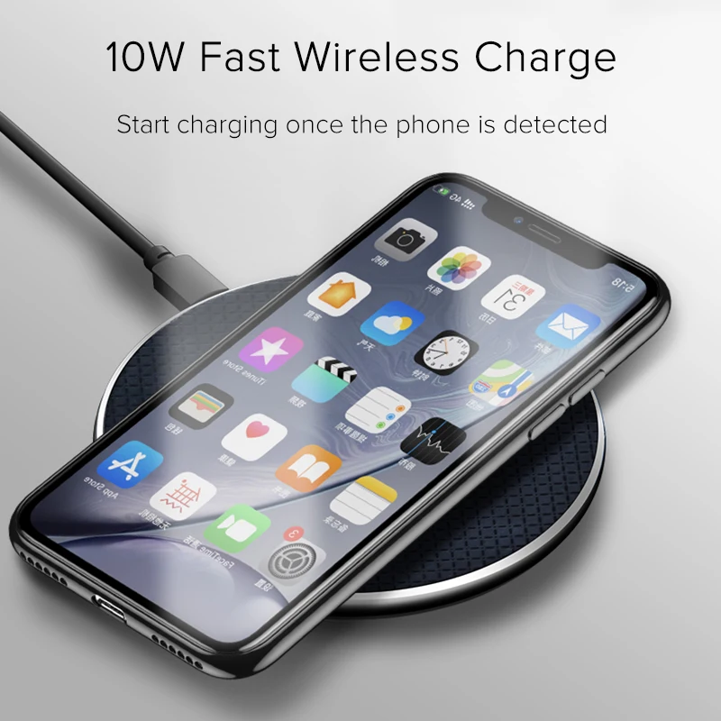 Wireless Charger for iPhone 11 pro XS Max X 8 Plus 10W Qi Fast Charging Pad Samsung Galaxy S10 S9 Note 9 | Мобильные телефоны и