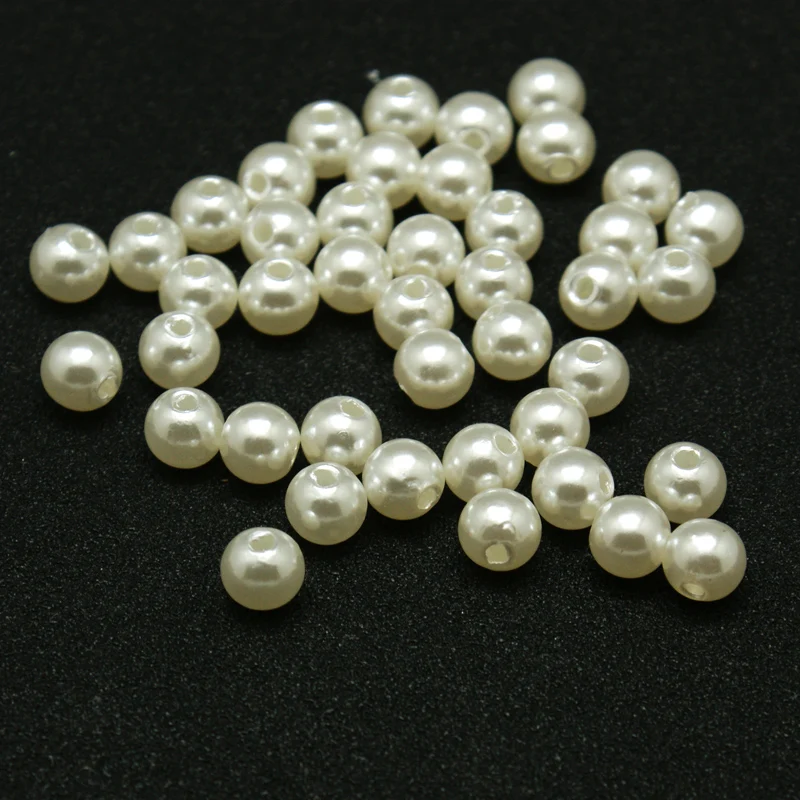 

1 Pound Imitation Pearl Acrylic Beads Dyed Round Creamy White 6x5.5mm Hole: 1.5~2mm about 4500pcs/pound