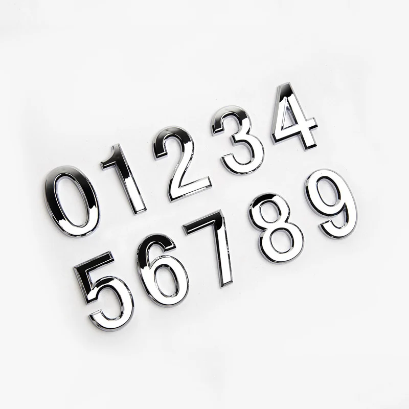 

1pc New Plated Home Decor Address Scutcheon Digits Hotel Door Sticker Plate Sign House Number Plaque 3.5cm Silver Modern