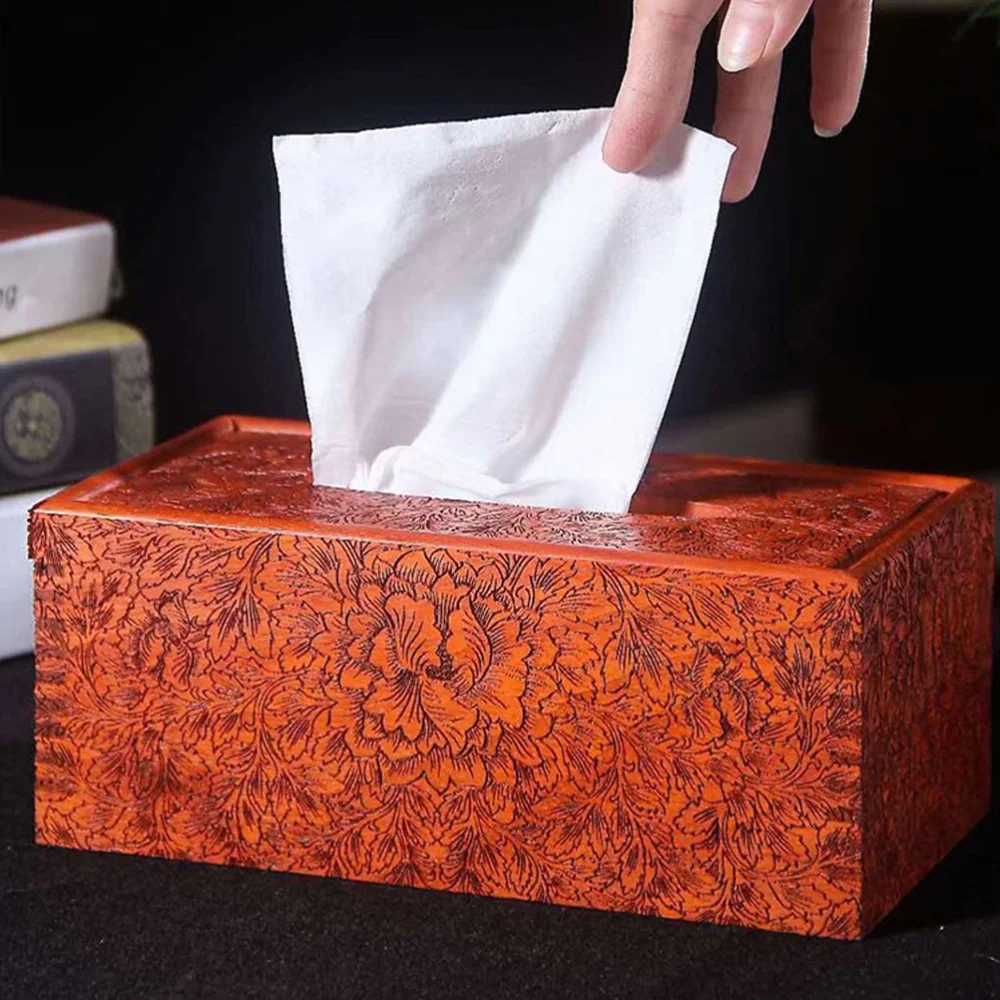 

Household Tissue Case Wooden Tissue Container Living Room Napkin Container