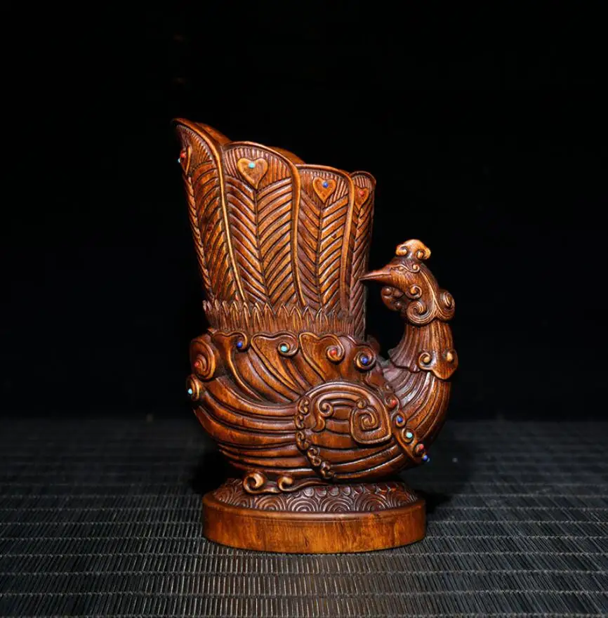 

Старинные состаренные деревянные поделки, старинные чашки из бокса и Феникса, украшение для дома, кабинета, гостиной