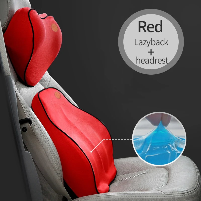 Red set Подушки для автомобилей, подушка для спины, подушка для автомобильного сиденья, поясничная поддержка для офисного стула, подушка для автомобиля, универсальная 3D пена с эффектом памяти - Название цвета: Red set