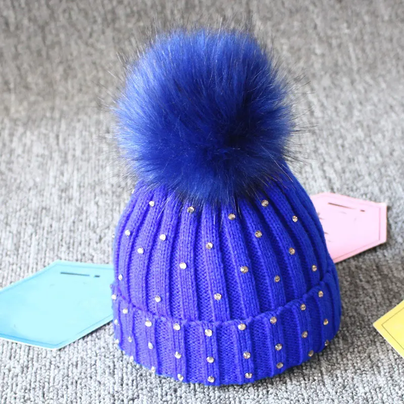 Вязаная Шапка бини для новорожденных мальчиков и девочек зимняя тёплая Женская