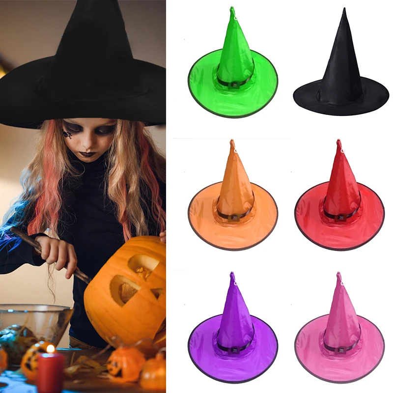 

1 Pc Modern Halloween Witch Hat Made From Fashionable Cloth Non Luminous Halloween Party Hats Festival Party Hat Multicolor