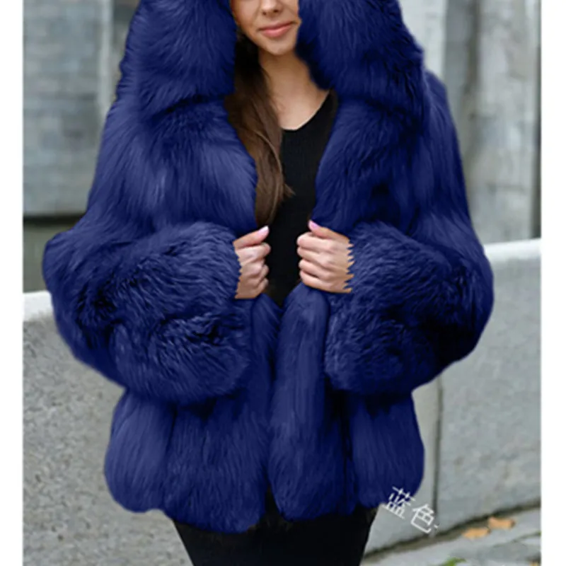 Женская Шуба из искусственного меха зимняя теплая накидка лисьего с длинным