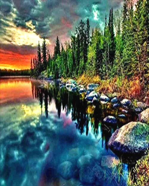 DIY 5D полный алмаз живопись приозерный пейзаж квадрат/круглые стразы ручная