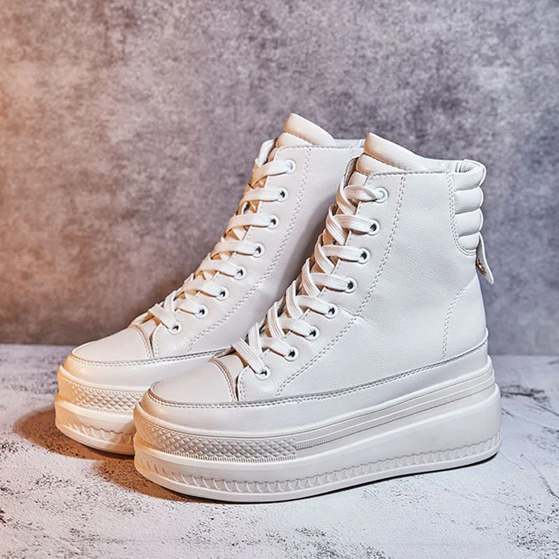 Брендовая женская парусиновая обувь на шнуровке с высоким берцем повседневная