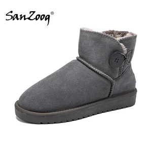 Ankle Women Winter Boots Ladies Snow Boots With Plush Keep Warm Thick Fur Suede Leather Waterproof High Quality Dropshipping