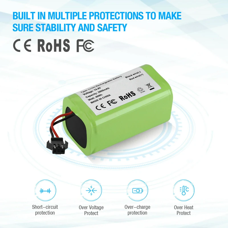 14 4 В 2800 мАч 18650 сменная батарея для Conga 990 Ecovacs Deebot N79S N79 DN622 Eufy Robovac 11 11S 12 15C 15S |