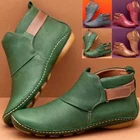 Ботильоны женские из искусственной кожи, винтажные, на плоской подошве, с перекрестными полосками, ботинки в стиле панк, Осень-зима