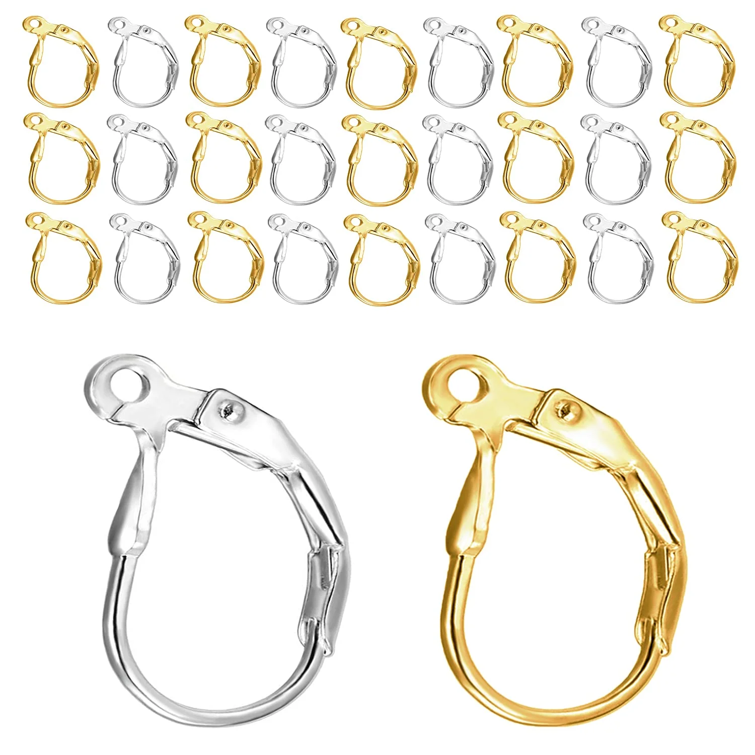 

20-80pcs 16*10mm Silver Gold French Lever Earring Hooks Wire Settings Base Hoops Earrings For DIY Jewelry Making Supplies