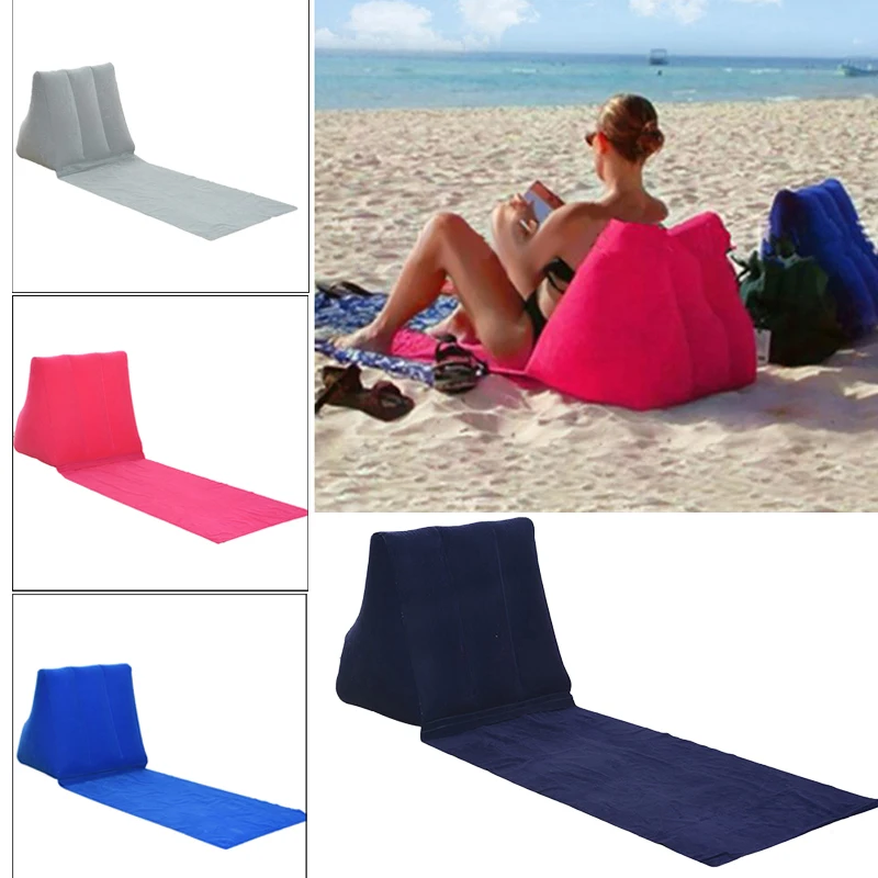 

Inflatable Beach Mat Lounger Camping Leisure Back Pillow Chair Folding Lounger Sofa Couch Lazy Sleeping Air Bed Sandbeach matt