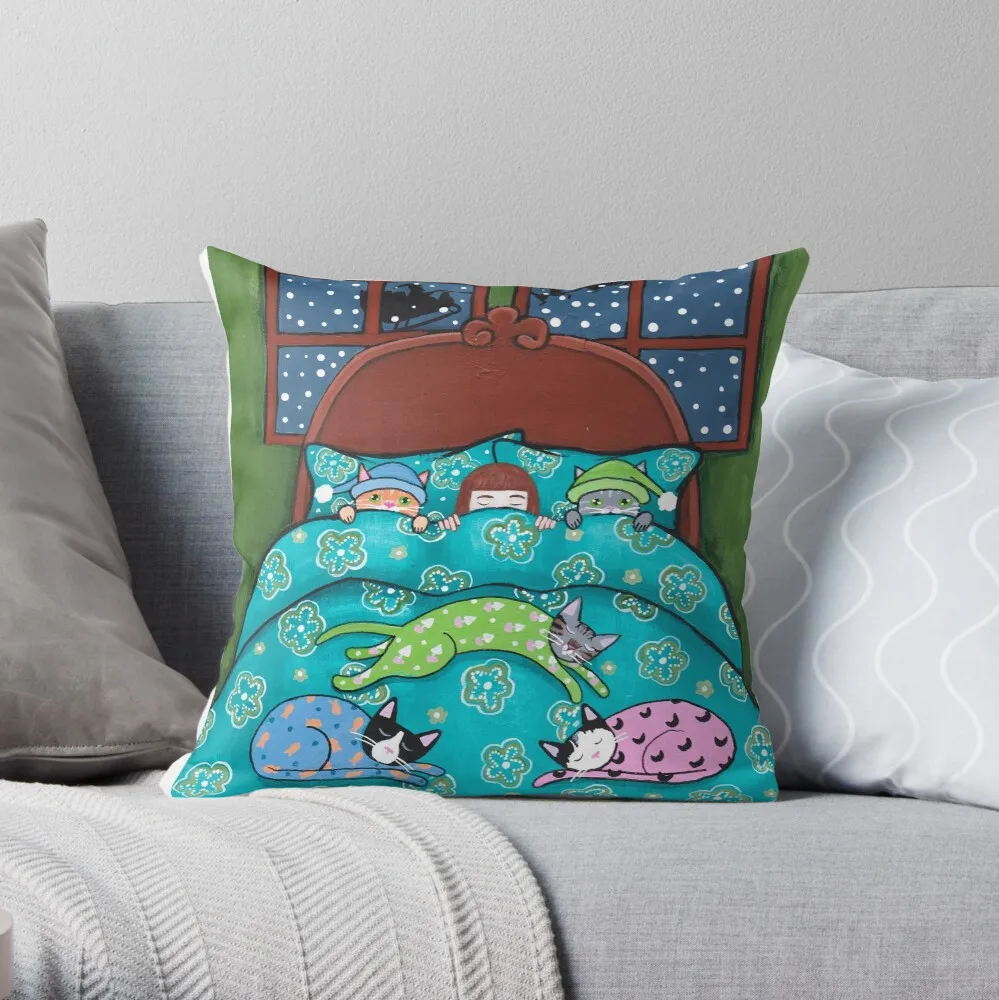 

Bedtime With Cats Throw Pillow Pillow Case Polyester Home Decora Pillowcases Throw Pillow Case kussensloop almohada poszewka