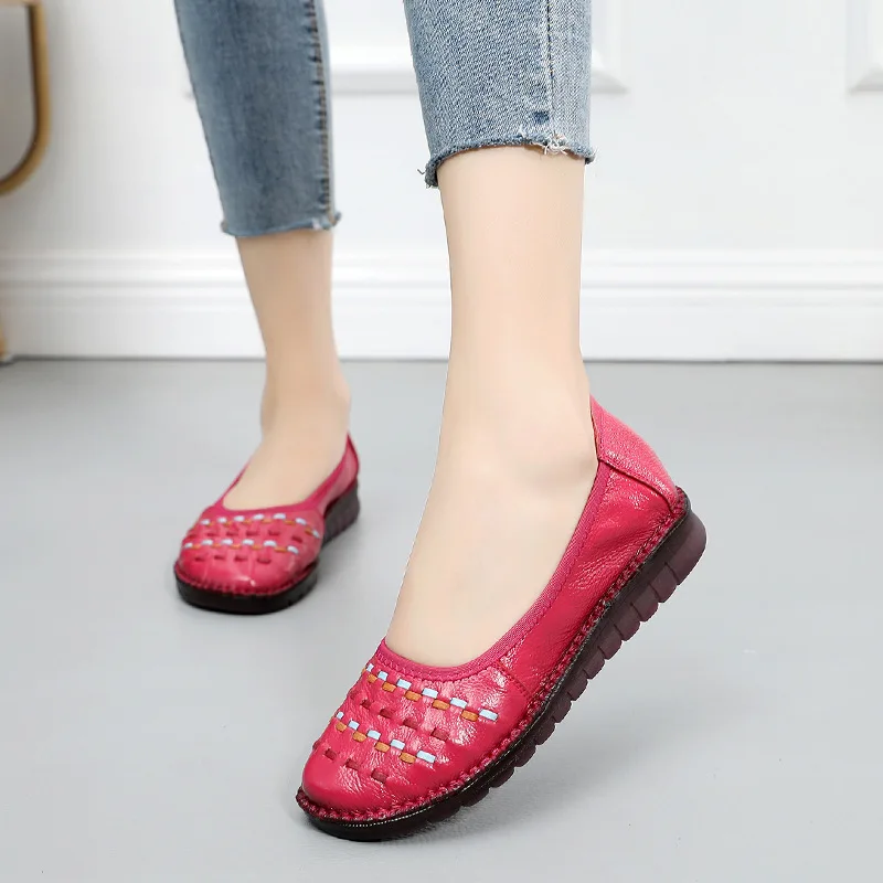 Женские балетки из натуральной кожи MUYANG повседневные лоферы на плоской подошве