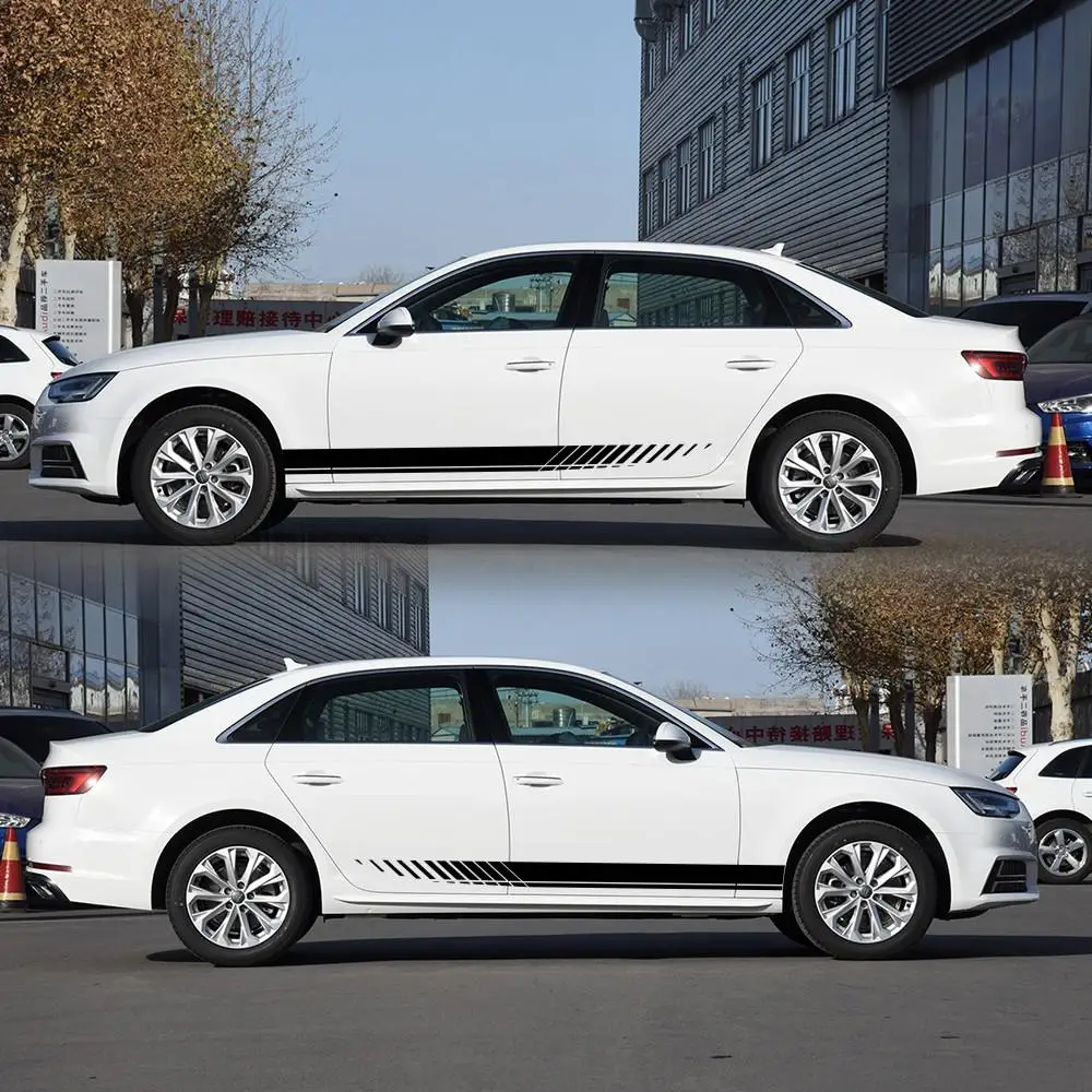 2 шт. автомобильные Наклейки s боковая полоса юбки графическая виниловая наклейка