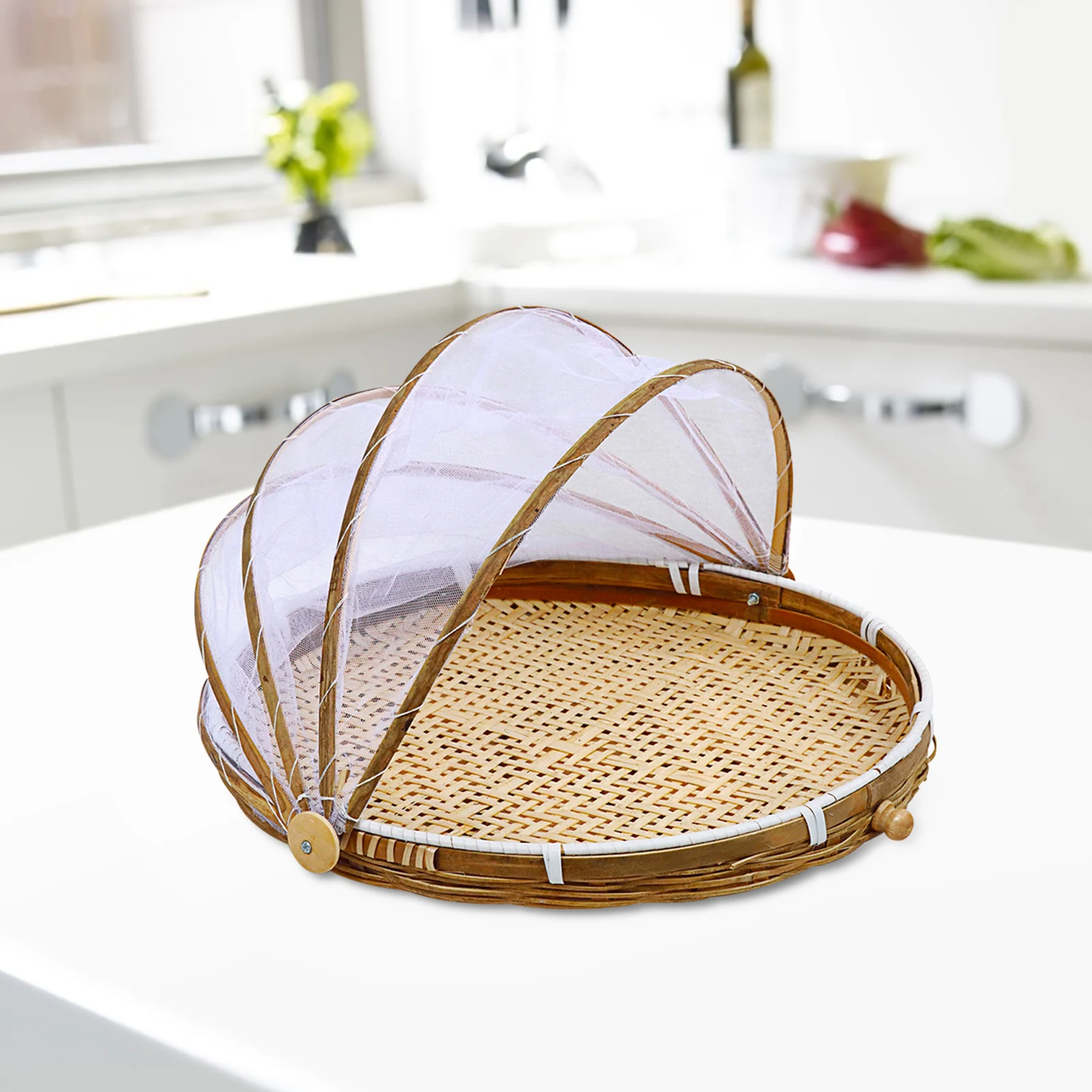 

Hand-Woven Food Serving Tent Basket Tray Fruit Vegetable Bread Storage Basket Simple Atmosphere Outdoor Picnic Mesh Net lovable