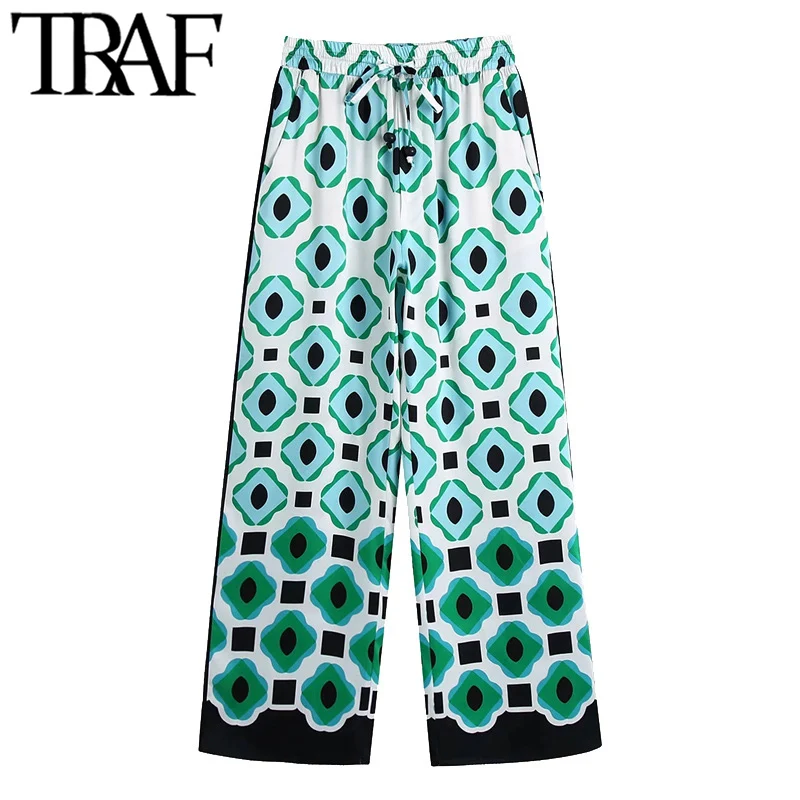 TRAF женские шикарные куртка с модным геометрическим принтом брюки широкими